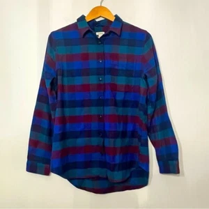L.L. Bean Tunic Women's Organic Cotton Flannel Scotch Plaid Shirt 506162 S NWT - Picture 1 of 6