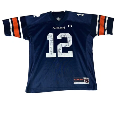 De colección Y2K Under Armour NCAA Auburn Tigers Youth L Azul #12 Brandon Cox Con Autos Foto 1 de 4