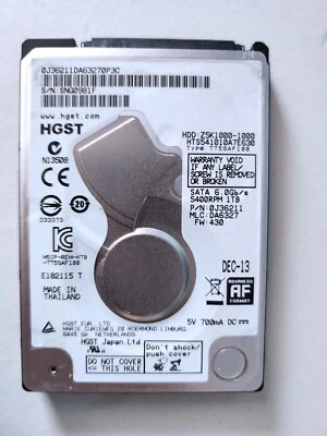 Hitachi 1TB Laptop 2.5" Hard drive HTS541010A7E630 5400rpm, 32MB, 10 days of USE - Image 1 of 4
