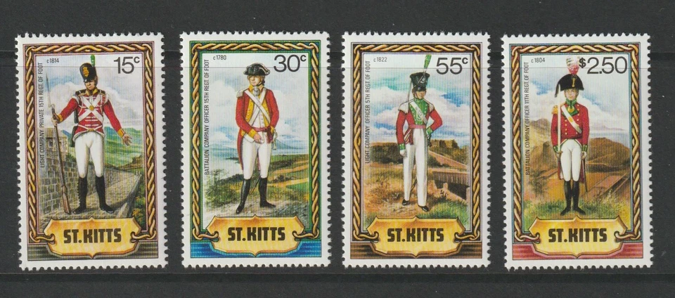 Juego de estampillas uniformes militares de San Cristóbal 1983 (2ª serie) Foto 1 de 1