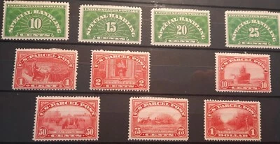 US parcel stamps set 1913 green/red Scott # Q1-13 MH OG - Image 1 of 2