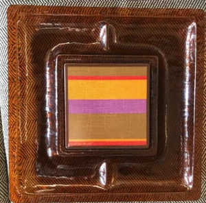 Vintage Georges Briard Square 14” Fiberglass Molded Plastic Tray w/Tile - Picture 1 of 4