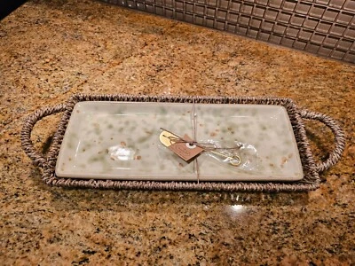 Mud Pie Green Splatter Tray with Basket - Image 1 of 3