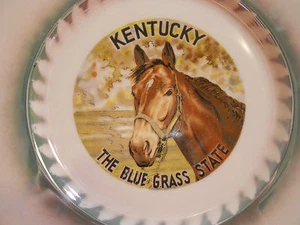Kentucky Travel Souvenir Plate vtg The Blue Grass State Horse and Derby lovers - Picture 1 of 5