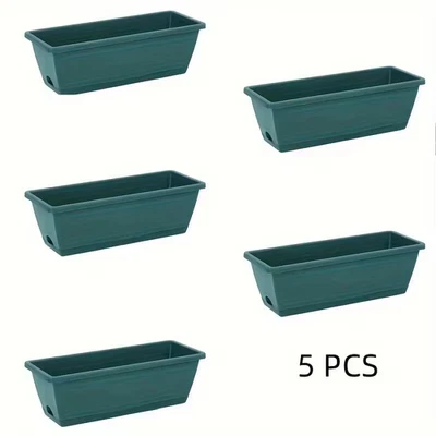 Five flowerpots, rectangular thickened plastic flowerpots - Image 1 of 3
