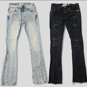 FWRD Denim Boys’ Size 12 Flare Jeans – Blue & Black Distressed - Picture 1 of 9