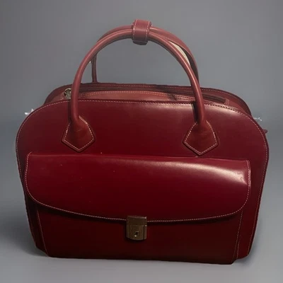 McKlein Red Leather Rolling Laptop Briefcase 15" Women’s Wheeled Bag 96146A - Image 1 of 4