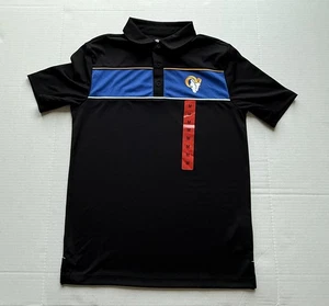 NFL Team Apparel Herren Medium Los Angeles Rams Golf Polo schwarz Logo neu mit Etikett - Bild 1 von 7
