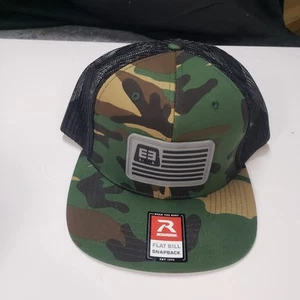 New Evans E3 Camo Snapback Hat Cotton Mesh Solid Flat Trucker Hunting - Picture 1 of 11