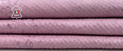 PINK SNAKE PRINT DISTRESSED PURPLE SCRATCHES Thin Goat Leather 3+sqf 0.6mm C6475 - Image 1 of 4