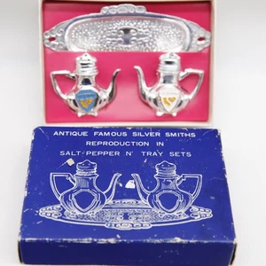 Antico famoso argento Smiths riproduzione in sale-pepe N' vassoio set bermuda - Foto 1 di 3