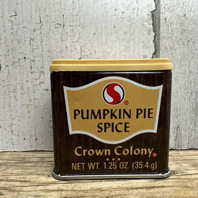Vtg Crown Colony Spice Tin Pumpkin Pie  Safeway Oakland Cal Advertising - Image 1 of 4
