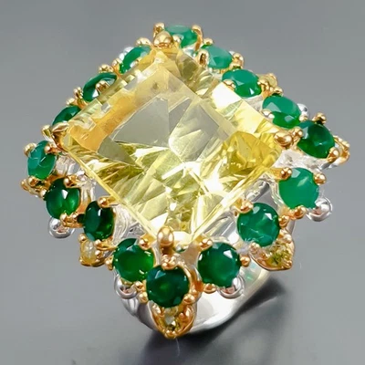 Unique Jewellery Natural Lemon Quartz Ring 925 Sterling Silver Size 7.5 /R415014 - Image 1 of 4