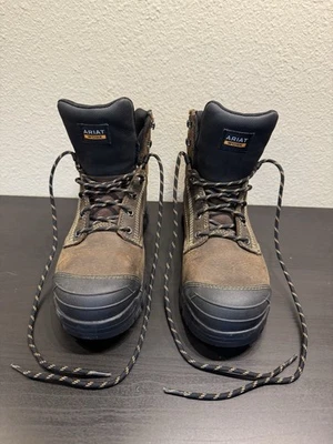 Botas de trabalho femininas ARIAT tamanho 9 B treadfast 6" biqueira de aço impermeável 10040405 - Imagem 1 de 3