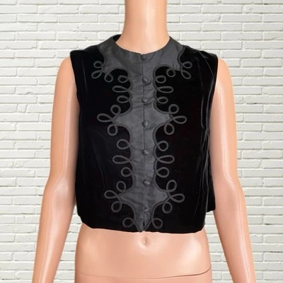 Top Chaleco Recortado Vintage Años 60 - Terciopelo Negro B. Altman - Glam Rock Hippie Foto 1 de 4