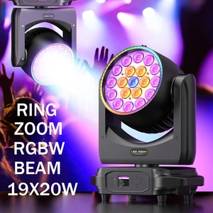 Cabezal móvil con zoom RGBW 19x20W iluminación de escenario haz LED puntual DMX discoteca fiesta luz - Imagen 1 de 21