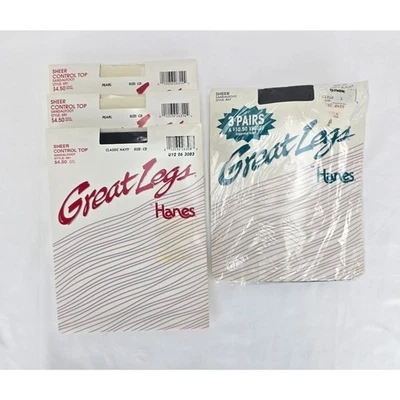 Lote 6 pares de medias pantimedias vintage Hanes Great Legs control transparente CD Foto 1 de 4