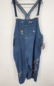 Vintage Y2K Agapo Denim Overall bestickt Fairycore Bugs Blumen Damen 2X - Bild 1 von 14