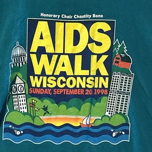 Vintage AIDS Walk T Shirt Wisconsin Midwest 1998 2XL - Picture 1 of 17