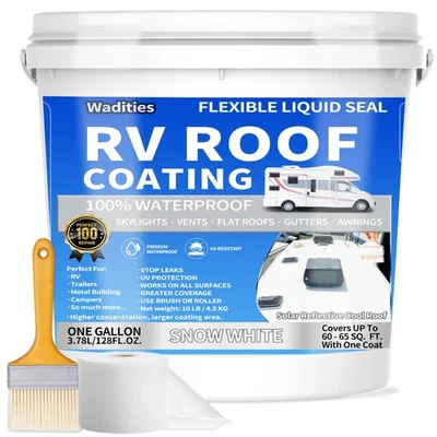 RV Roof Coating White, Wadities Waterproof Solar Reflective Sealant, Flexible RV