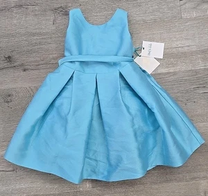 Abel & Lula Mädchen Kleid mit Gürtel & Schleife Türkis Blau Piqué Jaquard Größe 5 - Bild 1 von 8