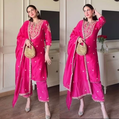 Vestido paquistaní Salwar Kameez listo para usar traje boda fiesta 3 piezas Bollywood Foto 1 de 4