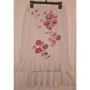 Vintage CLIO Women's Size 10 Tiered Ruffle Floral Cottagecore Bloomcore Skirt - Picture 1 of 5