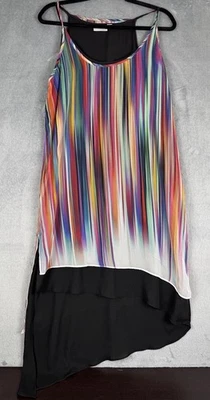 Women’s Black Rainbow Asymmetrical Midi Dress Size 10 Whimsigoth Fairycore Boho - Image 1 of 4