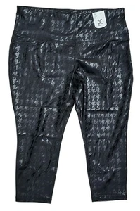 Xersion Womens 7/8 Houndstooth Foil Leggings 2X UPF 50 Black Stretch Activewear - Picture 1 of 3