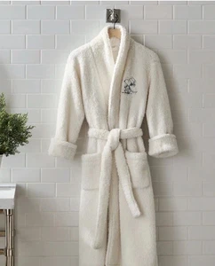 Pottery Barn Peanuts Snoopy Robe Adult Size Large  White NEW - Picture 1 of 3