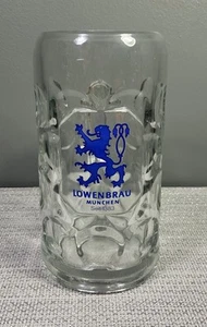 Vintage Löwenbräu Dimple Glass Beer Mug Stein – 1L Marked – 8.25" Tall - Picture 1 of 8