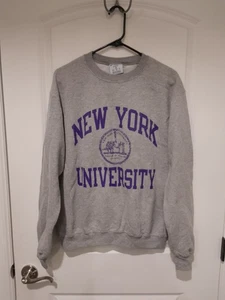 New York University NYU Crest Champion Sweatshirt Medium Y2K College Classic - Picture 1 of 6