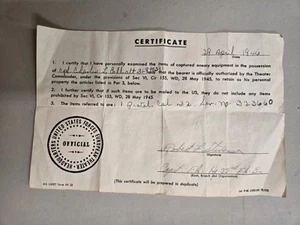Original WWII US Army Capture / Bringback Paper - Picture 1 of 4