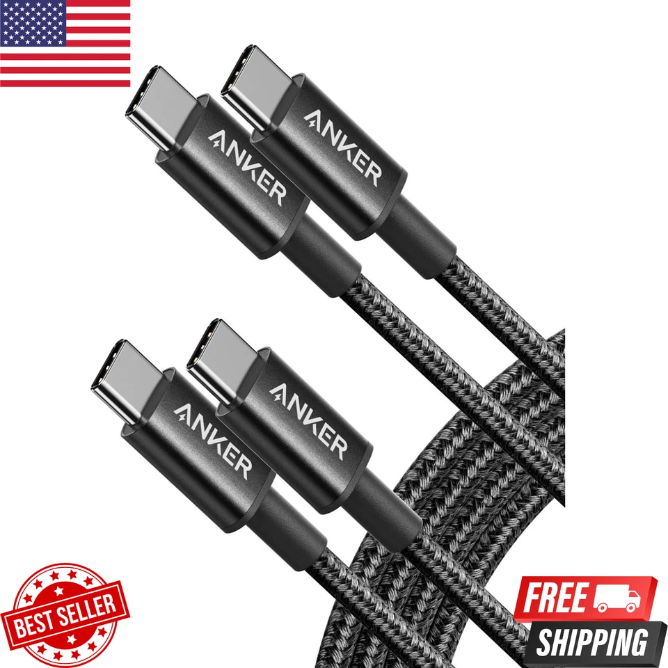 Anker USB C to USB C Cable Type-C 60W Fast Charging Cable (6FT 2Pack) for Ipho