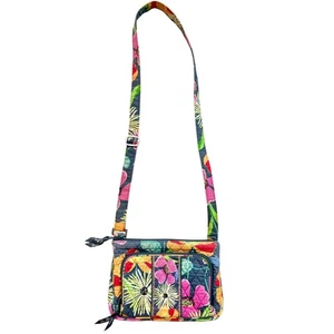 Vera Bradley Quilted Floral Crossbody Bag Adjustable Strap Zip Pockets Colorful - Picture 1 of 12