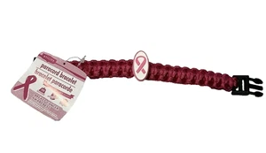 utility paracord bracelet PINK RIBBON AWARENESS dark pink  - Picture 1 of 3