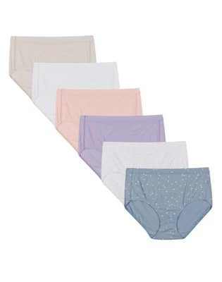 Hanes Womens Brief 6-Pack Pure ComfortSoft Waistband Assorted Colors Value 6-10 - Image 1 of 4