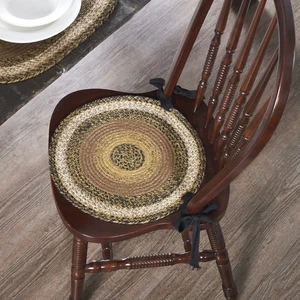 Country 15 in Chair Pad Tan Kettle Grove Jute Tie Kitchen Table Decor VHC Brands - Picture 1 of 4