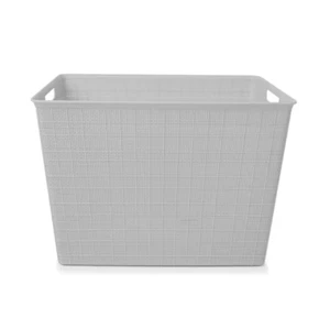 26L Rectangle Linen Weave Basket Cut out Handles Simple yet stylish - Grey - Picture 1 of 5