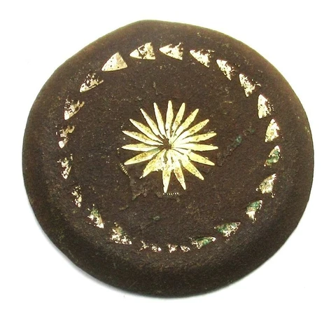 Large Late 1700's Colonial Era Dandy Button w Rolled Edge with Gilt 33mm Cover