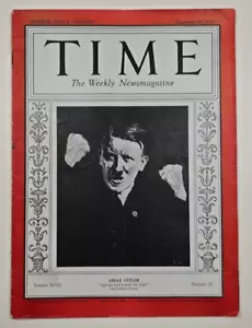TIME MAGAZINE Adolph Hitler Cover December 1931 - Nazi Germany - Picture 1 of 6