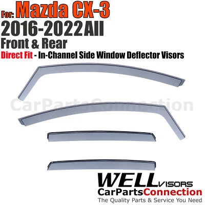 Wellvisors In-Channel Window Visors Deflectors 4Pcs For Mazda CX-3 2016-2022 - Image 1 of 2