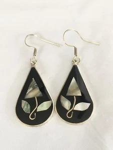 Alpaca Mexico Abalone Inlay Dangle Earring. - Bild 1 von 6
