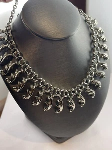 Vintage SARAH COVENTRY Silver Tone Squiggles Choker Necklace - Picture 1 of 14