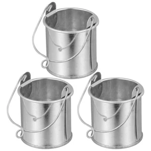 3pcs Eisen Kunst Eimer Dekorative Vase Shabby Chic Eimer Verzinkt Zinn Pflanzer - Bild 1 von 12