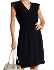 Kate Spade New York Fluid V-Neck Ruffle Sleeve Crepe Frill Dress Size 12 Black