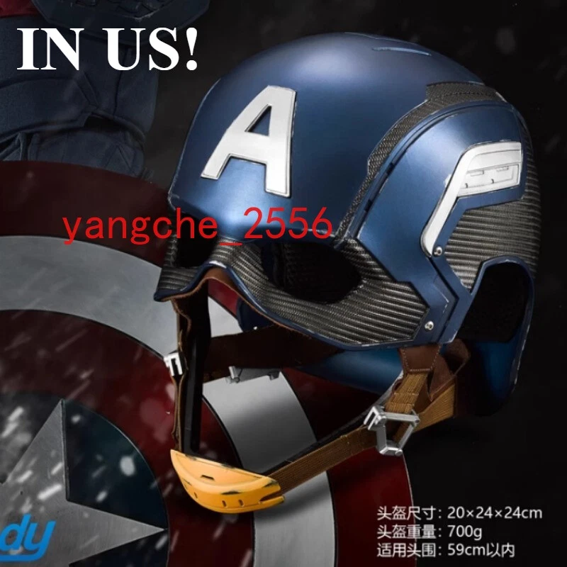 US STOCK! Casco del Capitán América Máscara Facial 1/1 Usable Cosplay Tocado NUEVO Foto 1 de 4