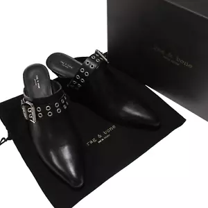 Rag & Bone NWB Slip-On Spire Mules Size 38.5 (8.5 US) in Black Leather - Picture 1 of 10