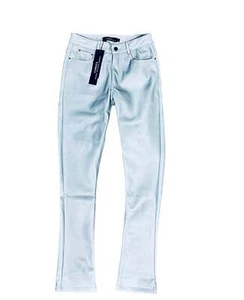 Fameux Leather Stacked Pants (Baby Blue) - Picture 1 of 2