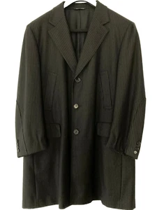 NEW CANALI Men's Wool Coat Overcoat 44R Insulated Black Tonal Stripe VINTAGE - Picture 1 of 9